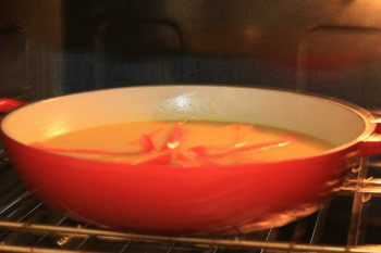 cast iron pan in oven