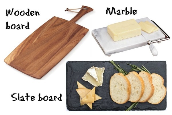 wooden board, Marble board and Slate board.