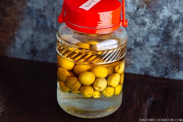 Japanese Plum Wine in a bottle.