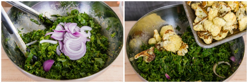 roasted cauliflower kale salad with miso tahini dressing 12