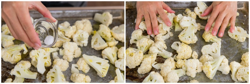 roasted cauliflower kale salad with miso tahini dressing 4
