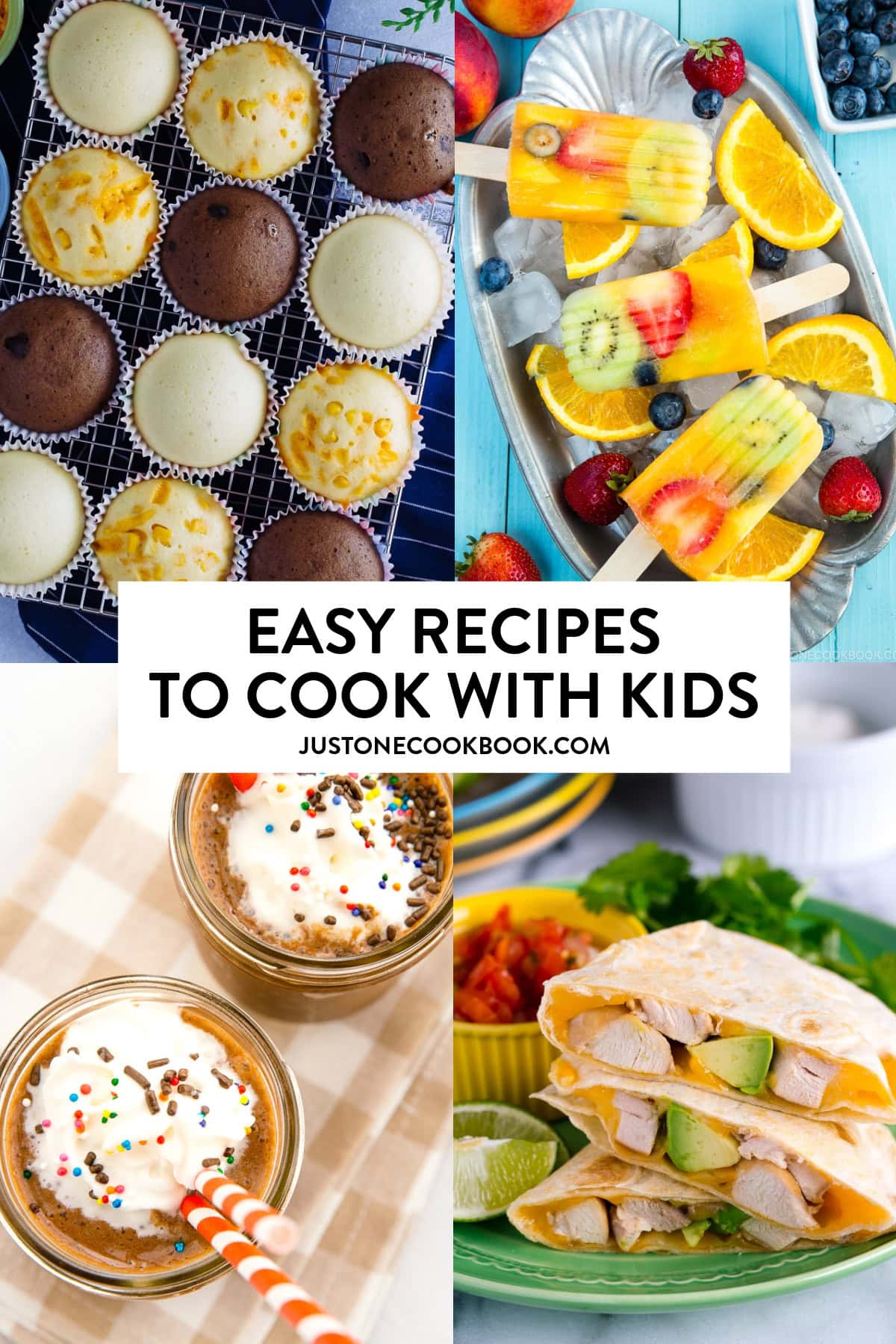 a collage of easy recipes to Cook with Kids