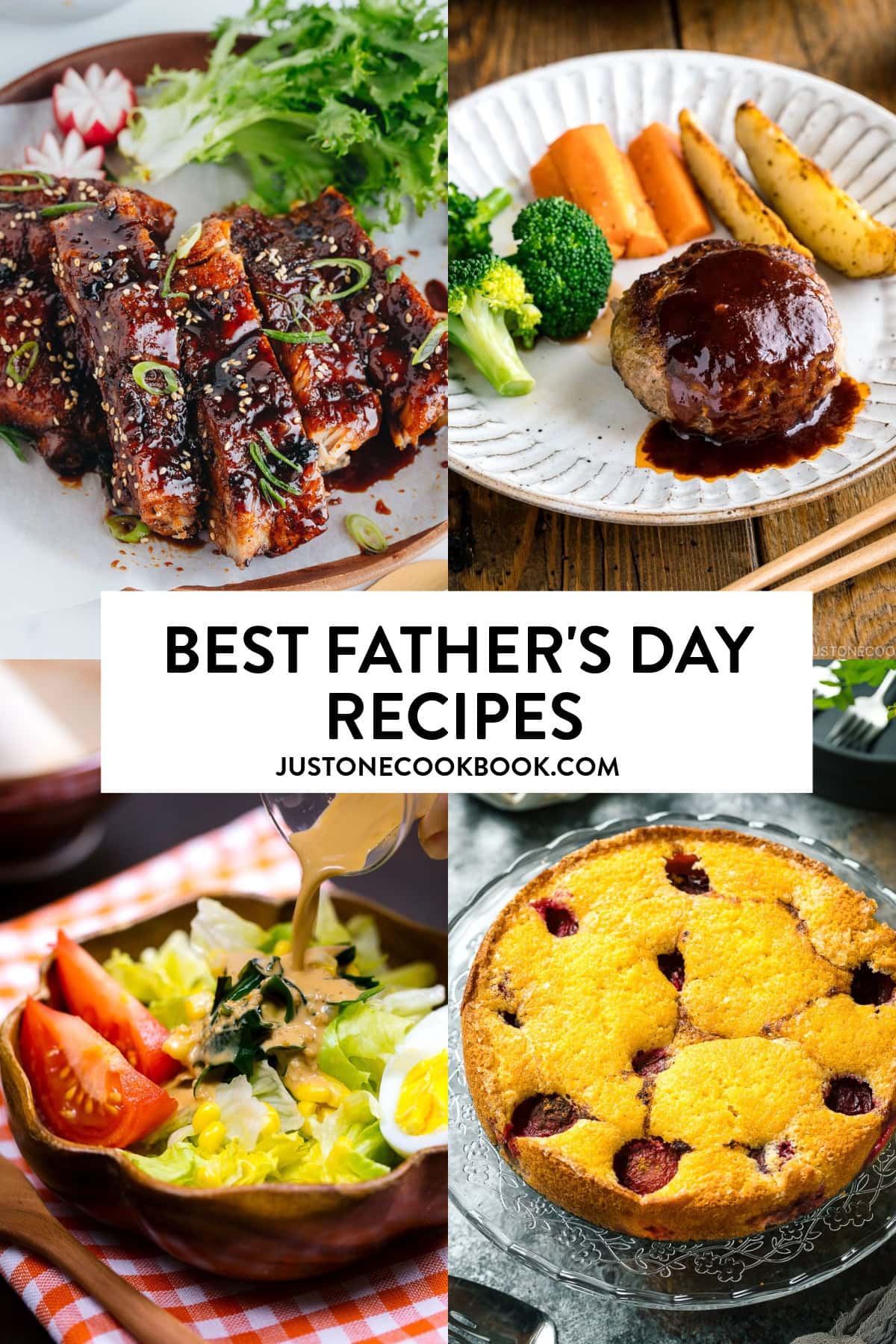 a collage of recipes for Father's Day celebration