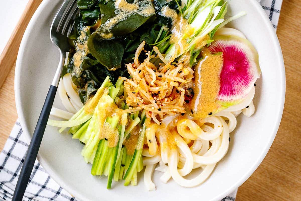 Udon Noodle Salad with Goma dare dressing.