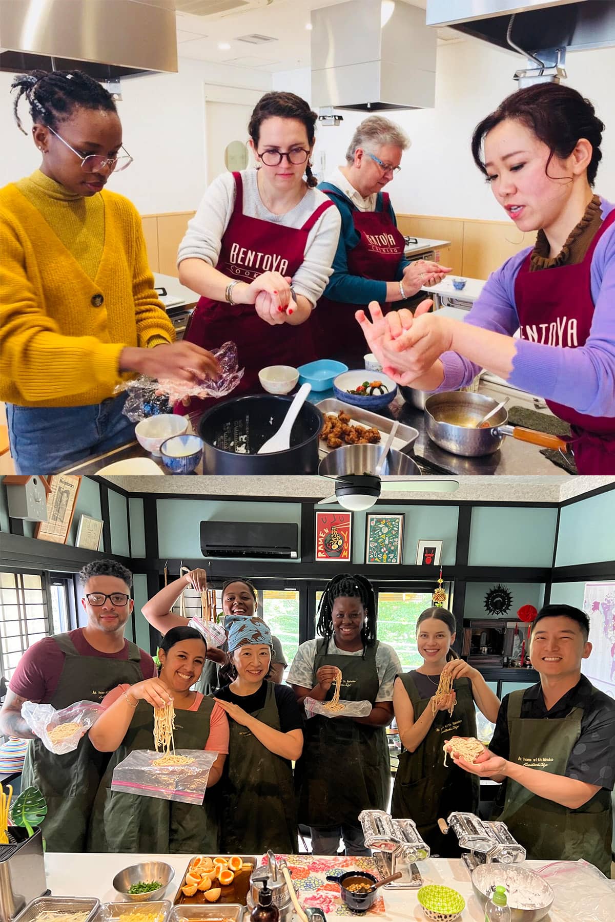 a collage of cooking classes in Japan