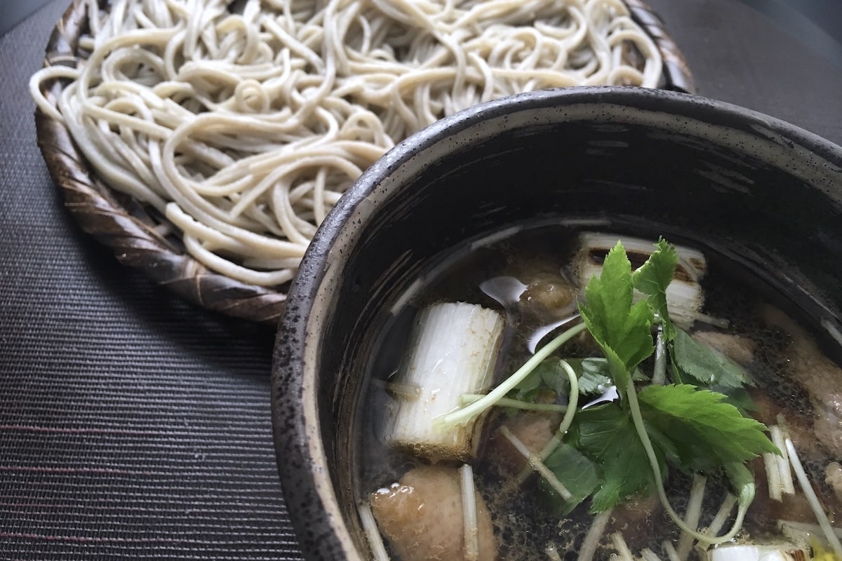 handmade soba noodles and shiitake soup