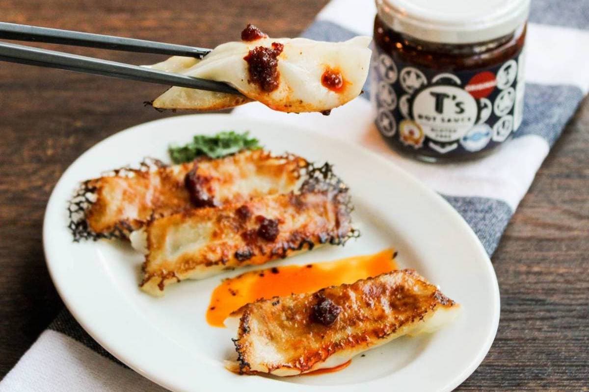 Gluten free gyoza with chili oil at Gluten Free T's Kitchen