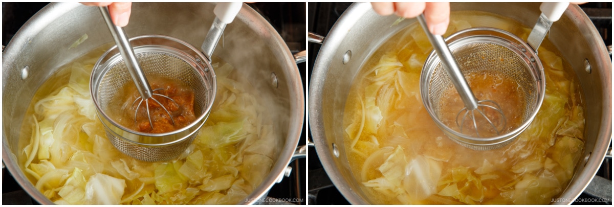 Cabbage and Onsen Tamago Miso Soup 15