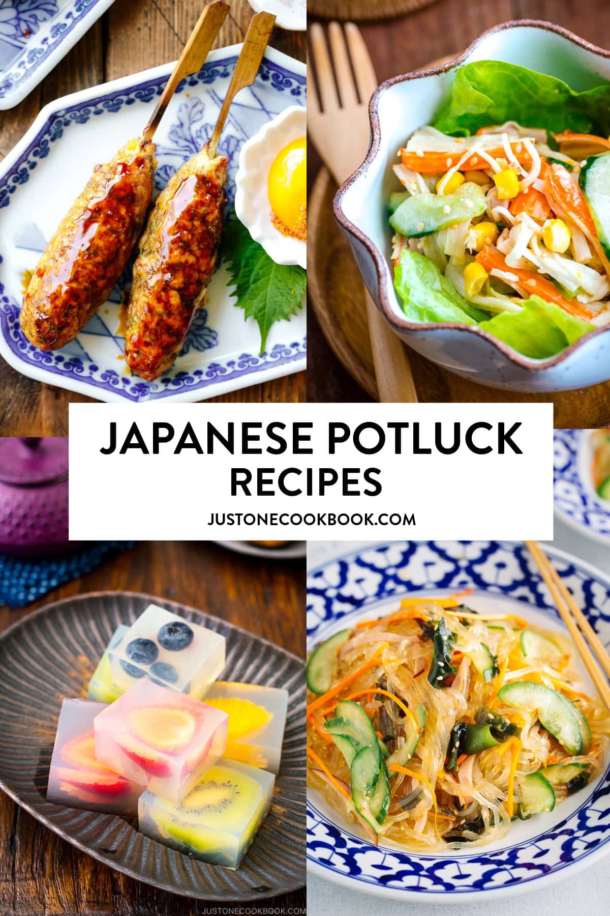 a collage of delicious japanese potluck ideas