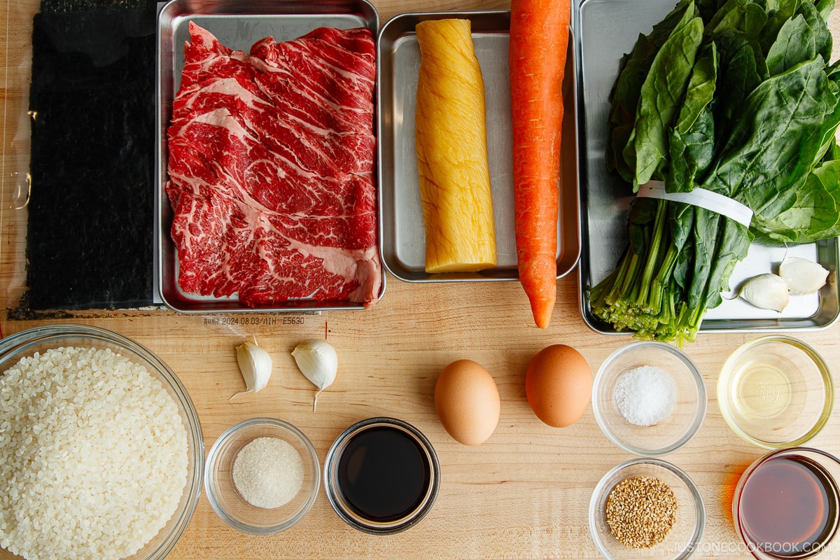 Kimbap (Seaweed Rice Rolls) Ingredients