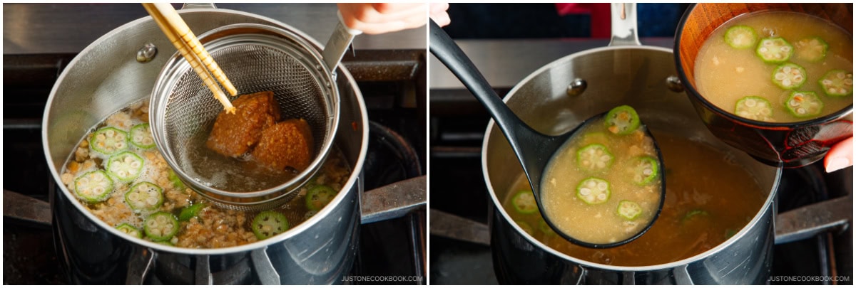 Natto and Okra Miso Soup 7