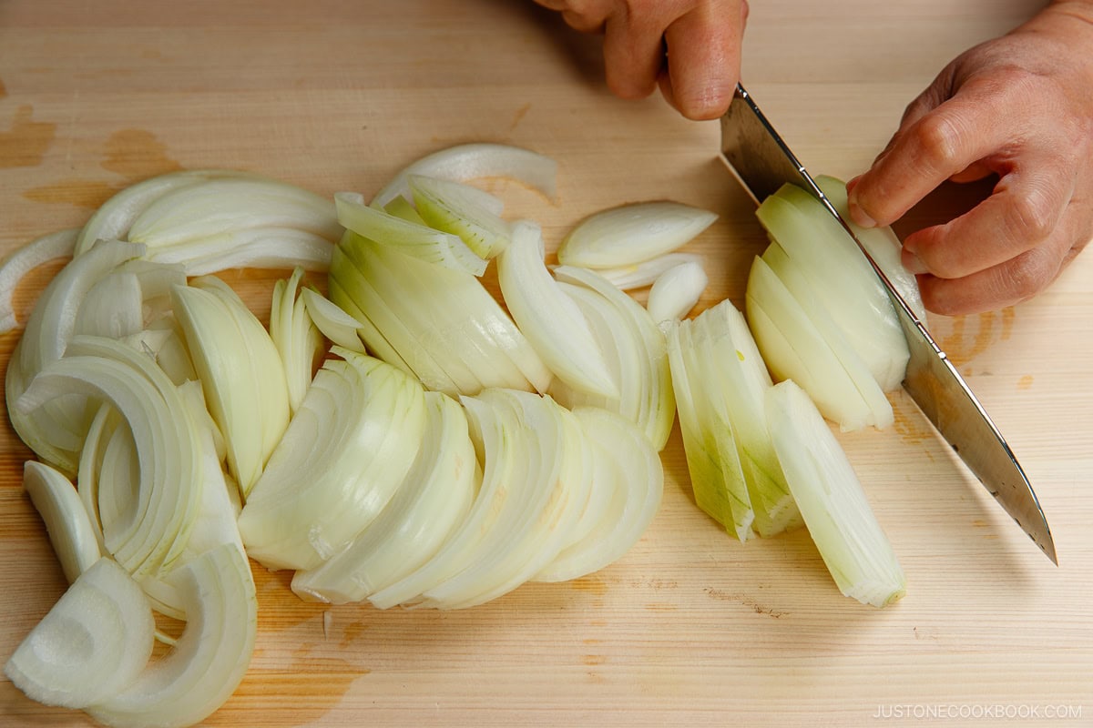 Slice the onions.