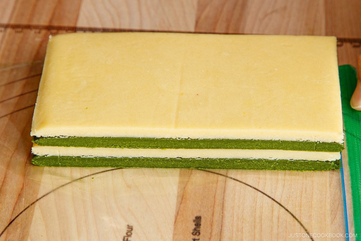 Stack one half of the dough over the other.