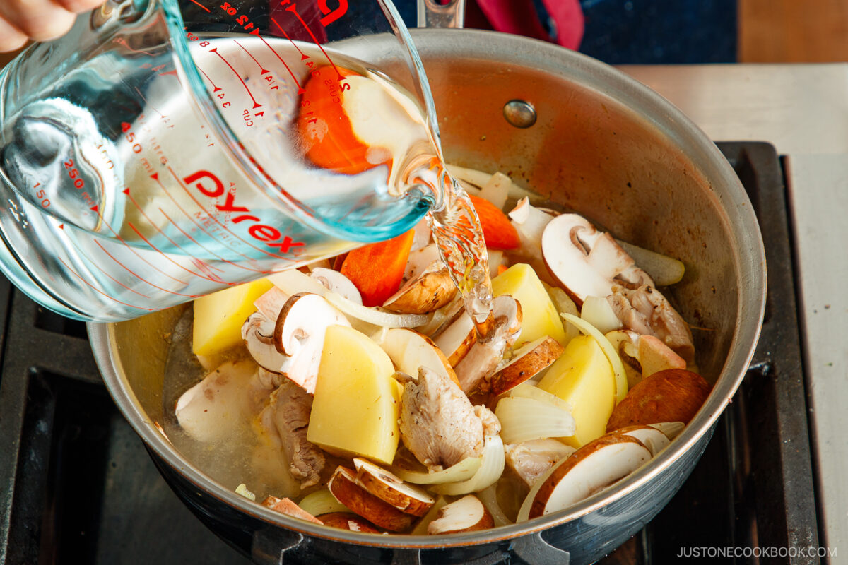 Add the water to the pot.