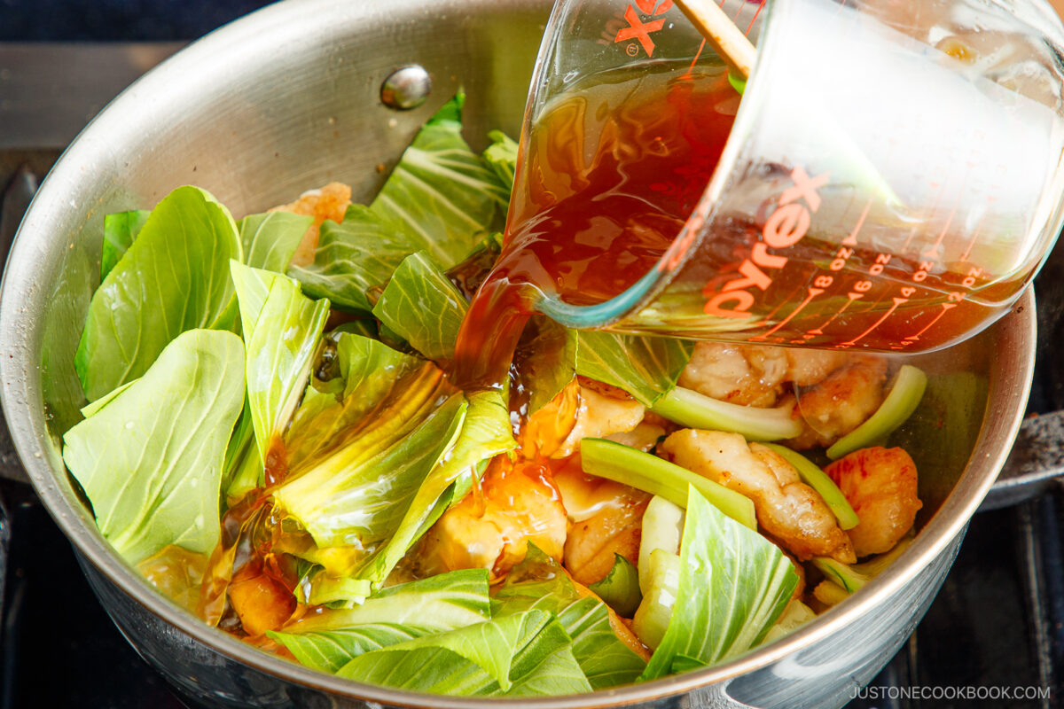 Add the seasonings to the pot.