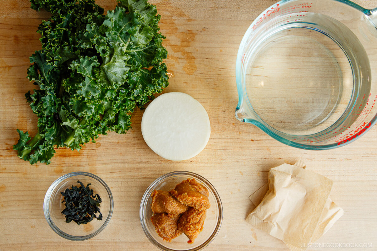 Kale Daikon Miso Soup Ingredients