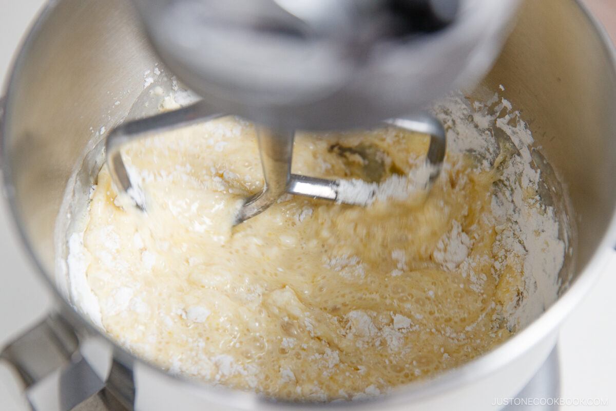 Adding the dry ingredients.