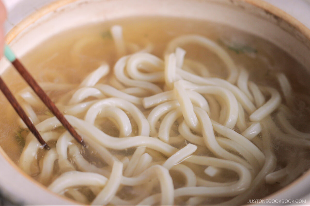 Cook the udon in the leftover shabu shabu broth.