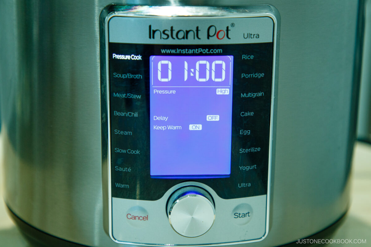 Starting the instant pot.