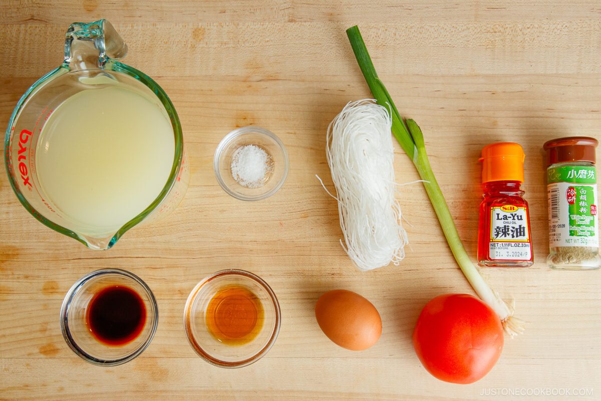 Tomato Egg Vermicelli Soup Ingredients