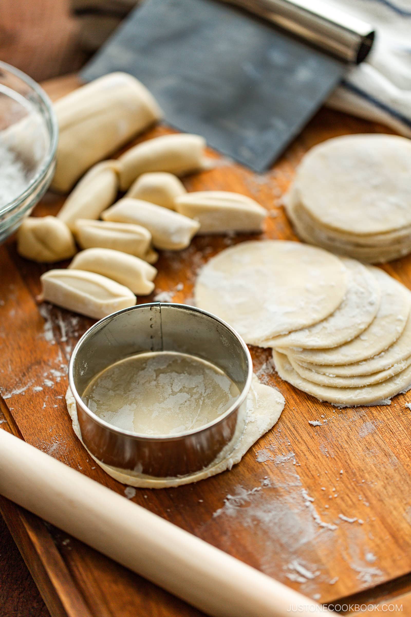 A group of dough on a table.